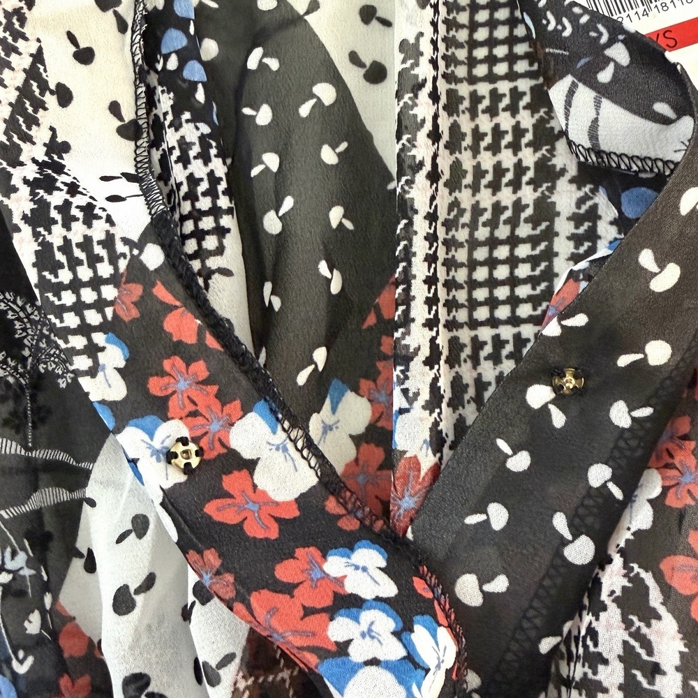 Tommy Hilfiger Patchwork Faux Wrap‎ Peasant Dress Size XS Handkerchief Hem NWT - Picture 6 of 15